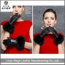 2016 новые девушки манжеты меховой шарф подарок теплые зимние моды кожаные перчатки